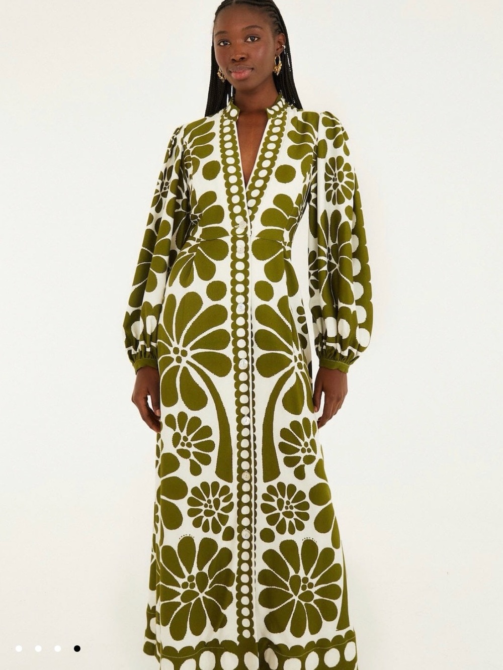 FARM Rio Palermo Buttoned Puff Sleeve Maxi Dress size Medium NWT - Picture 6 of 11